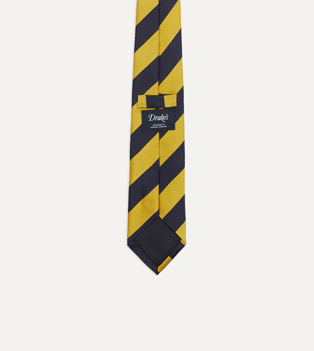 Navy and Yellow Broad Stripe Silk Tipped Tie – Drakes US