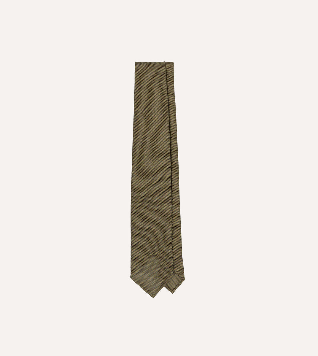 Drake's シルク ネクタイ カーキ　ドレイクス　グレナディン Khaki Green Fine Woven Grenadine Silk Hand Rolled Tie – Drakes US