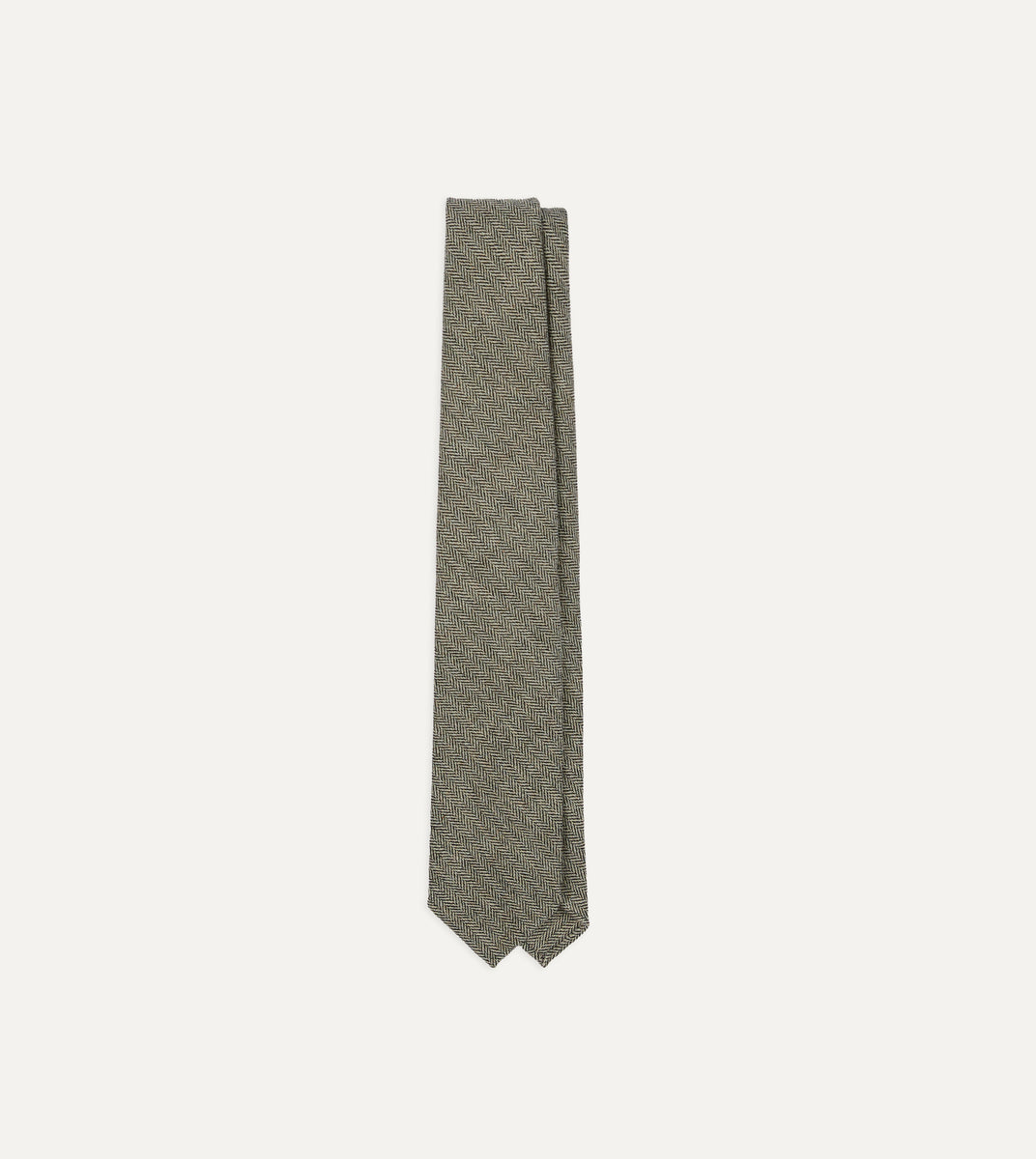 Grey Herringbone Shetland Wool Hand Rolled Tie – Drakes US