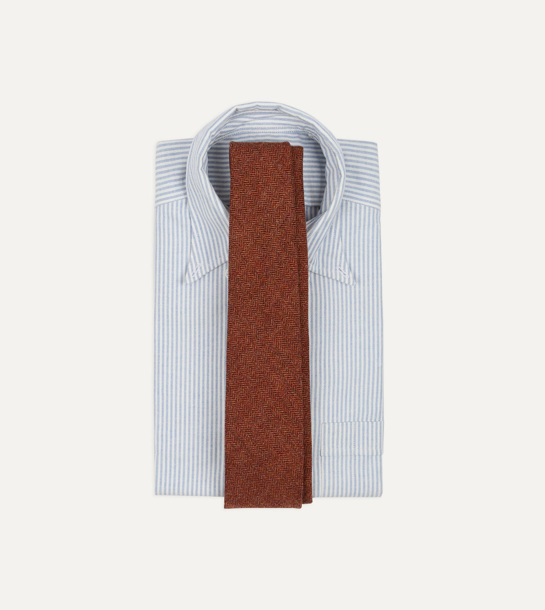 Orange Herringbone Shetland Wool Hand Rolled Tie – Drakes US