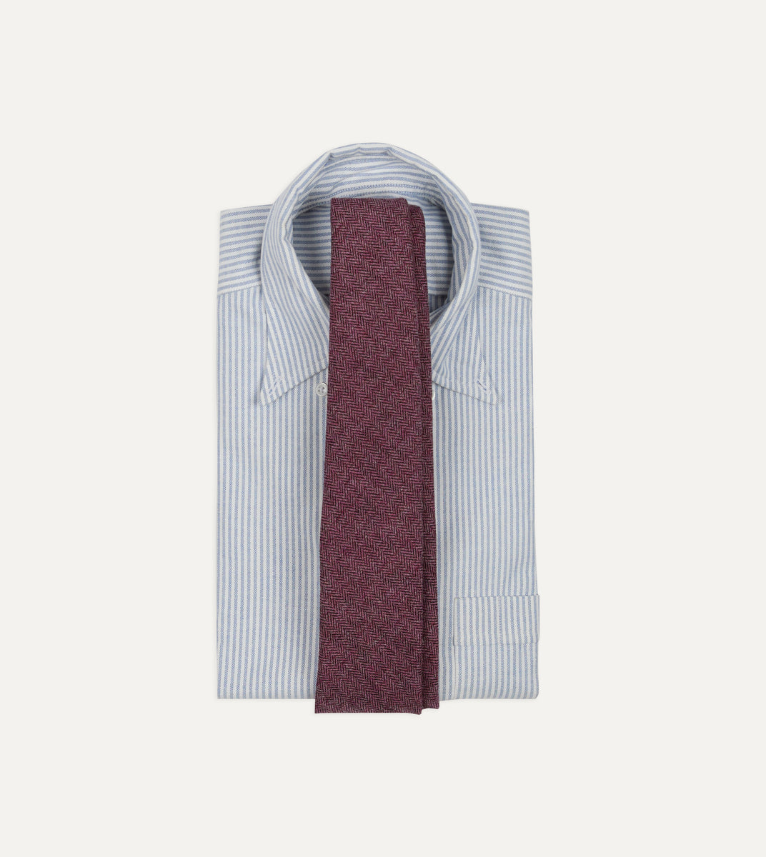 Pink Herringbone Shetland Wool Hand Rolled Tie – Drakes US