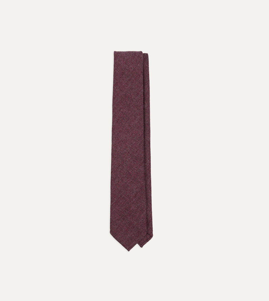 Pink Herringbone Shetland Wool Hand Rolled Tie – Drakes US