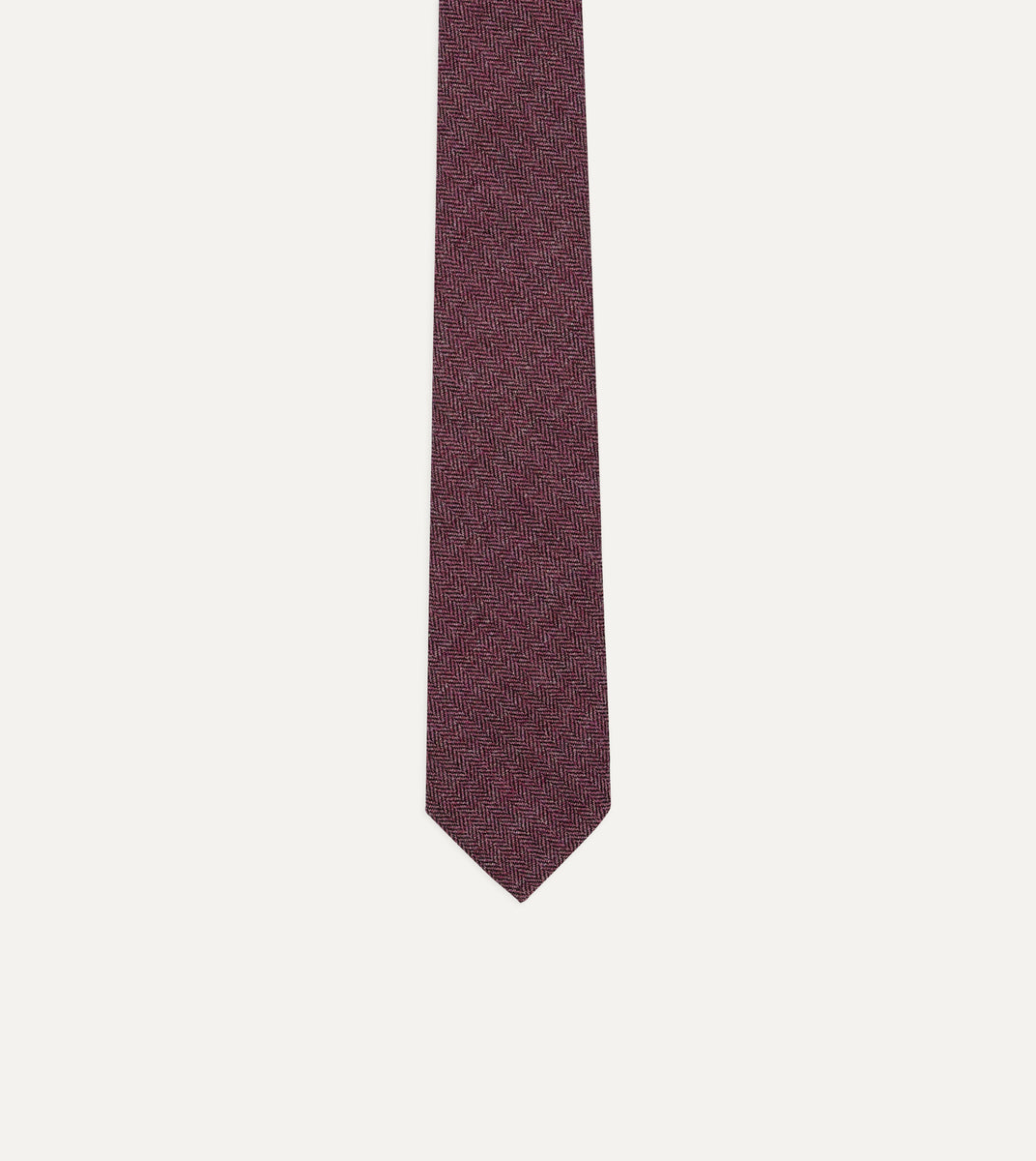 Pink Herringbone Shetland Wool Hand Rolled Tie – Drakes US