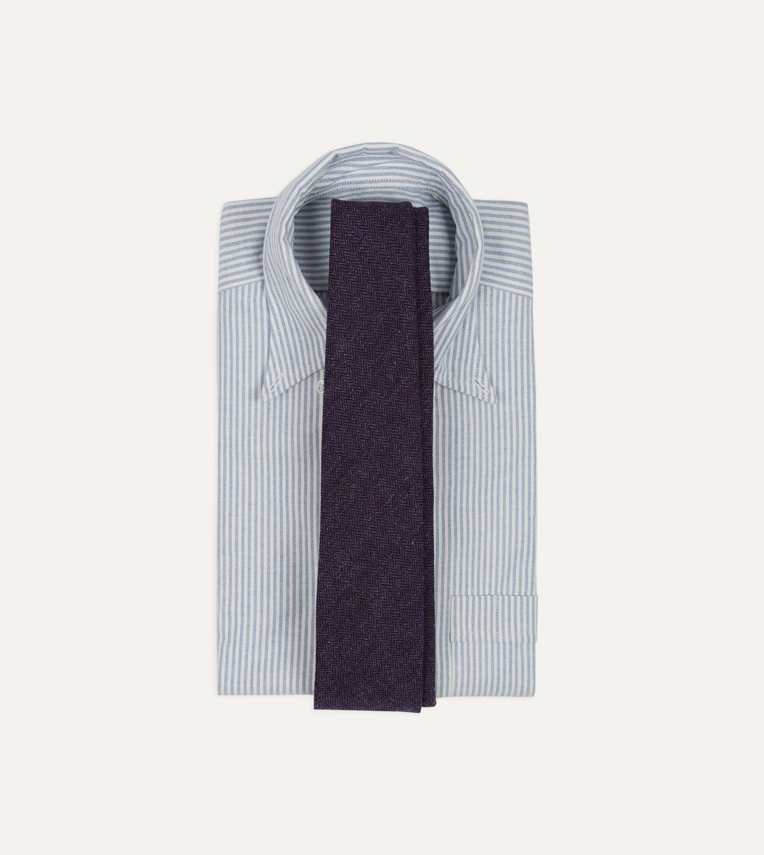 Purple Herringbone Shetland Wool Hand Rolled Tie – Drakes US