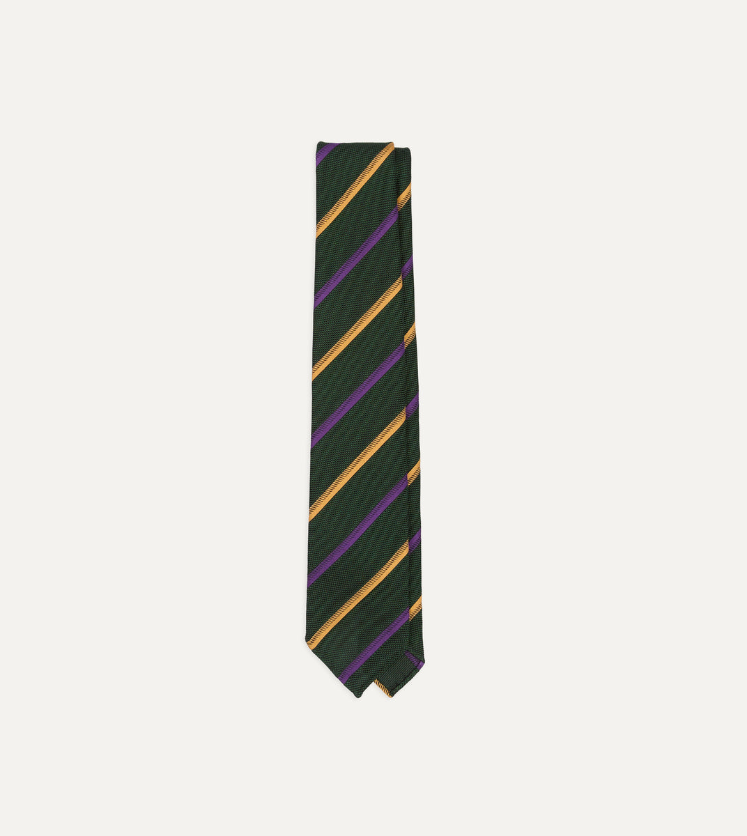 Green, Yellow and Purple Multi Stripe Hand Rolled Silk Grenadine