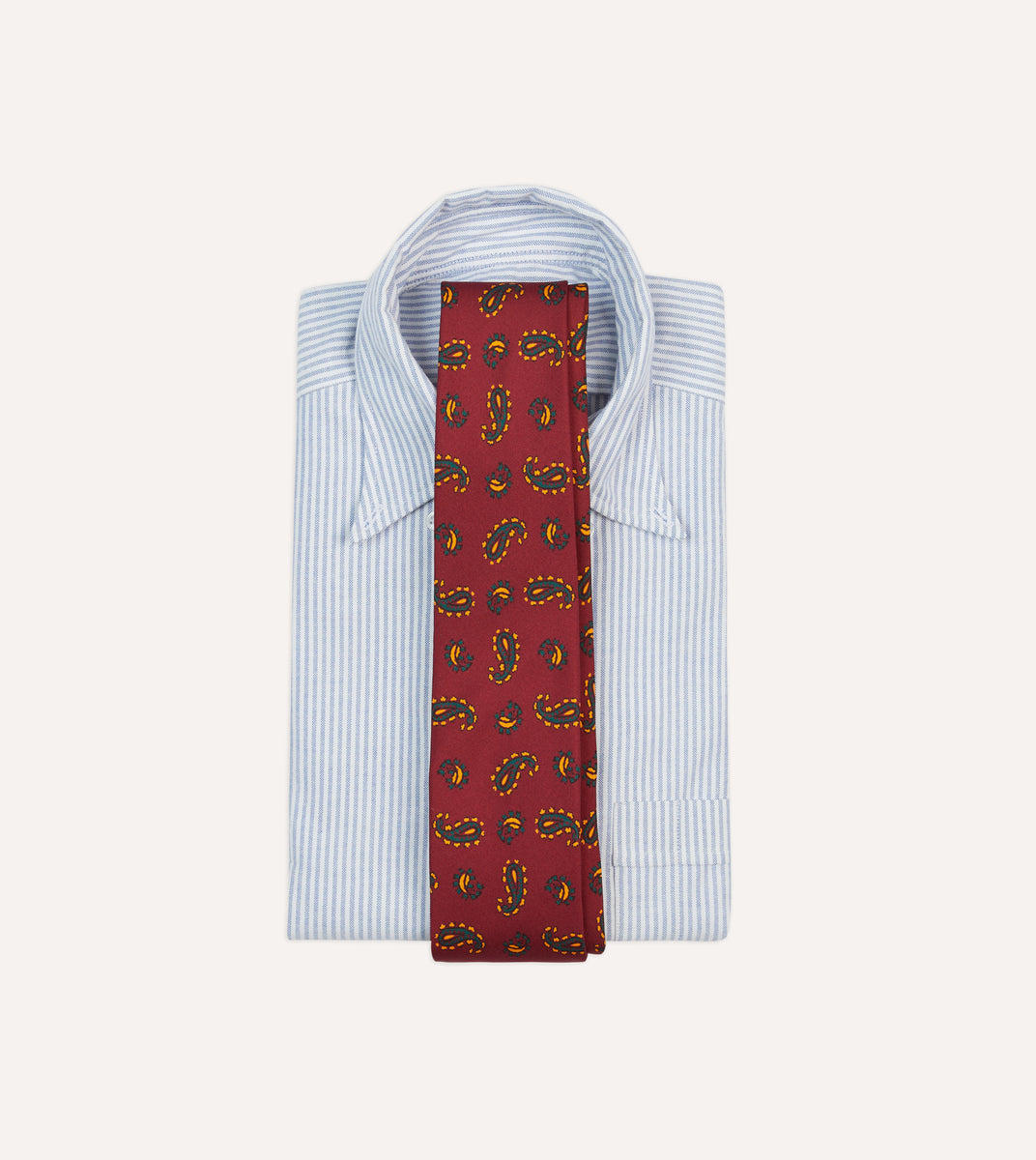 Red Paisley Print Silk Self Tipped Tie – Drakes US