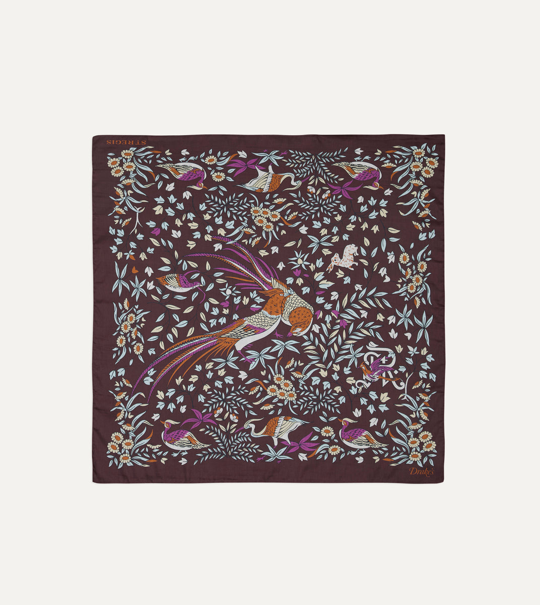 Drake's for St. Regis Birds of Paradise Print Cotton-Silk Bandana