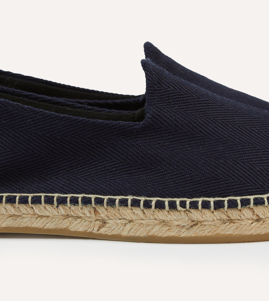 Navy Herringbone Cotton Espadrilles – Drakes US