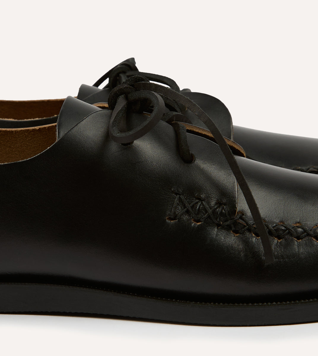 Yuketen Black Two-Piece Oxford with Camp Sole – Drakes US