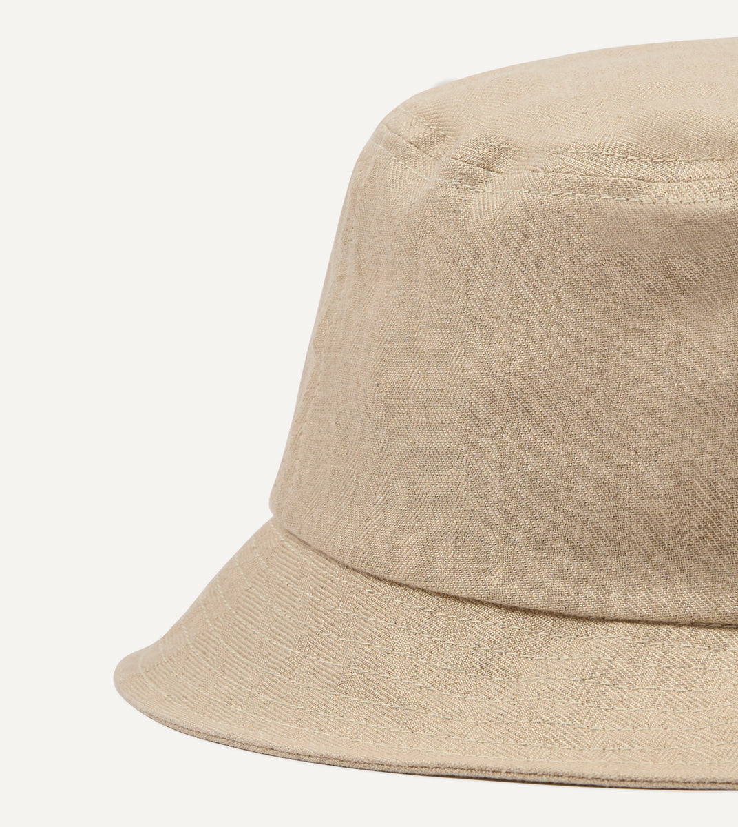 Câbleami Ecru Herringbone Linen Bucket Hat – Drakes US