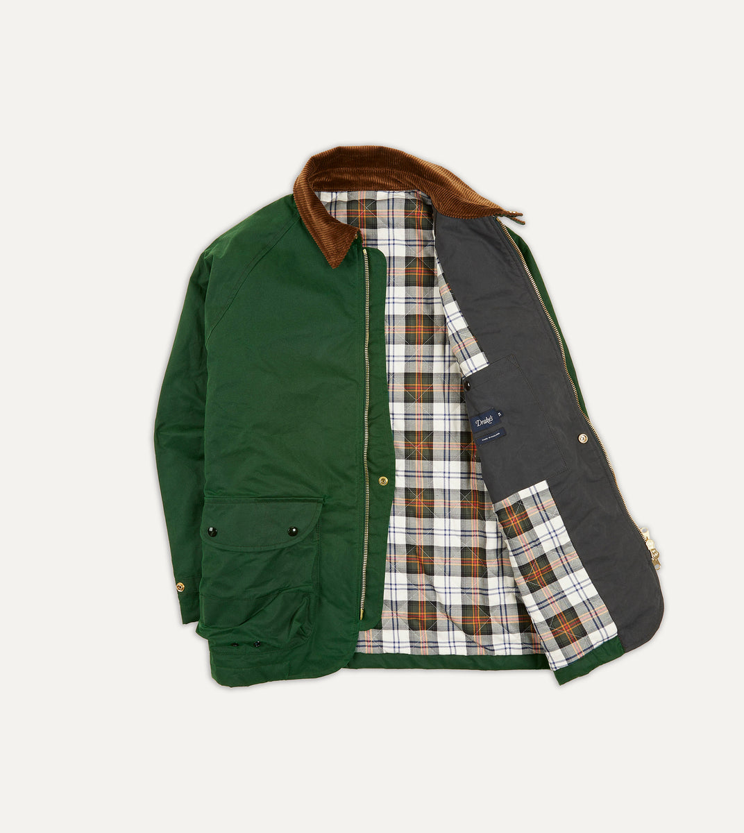 Green Waxed Coverall Jacket – Drakes US - Main Image