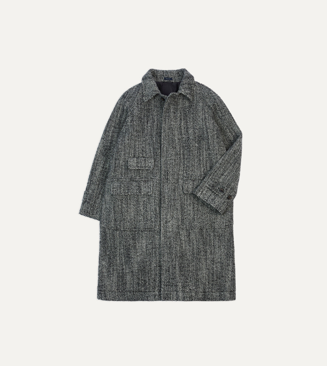 Salt and Pepper Wool Raglan Coat – Drakes US