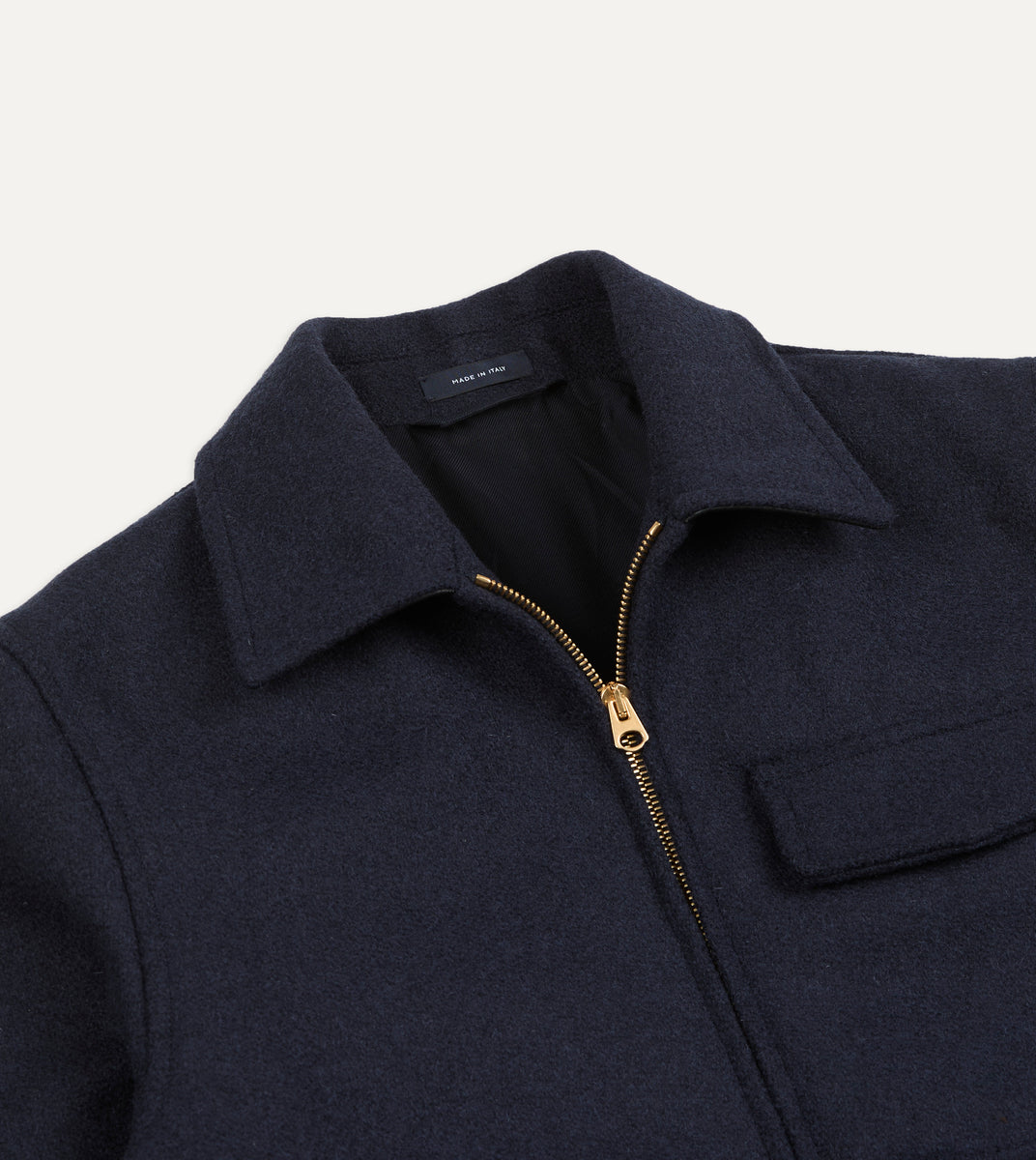 Navy Wool and Leather A-2 Bomber Jacket – Drakes US