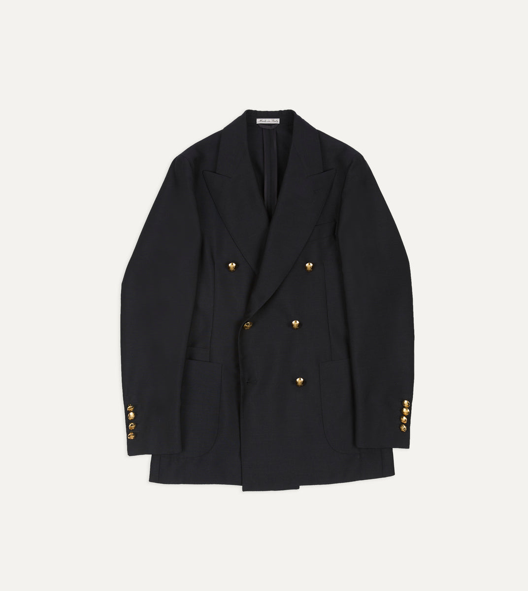 Navy Wool-Mohair Double-Breasted Travel Blazer – Drakes US