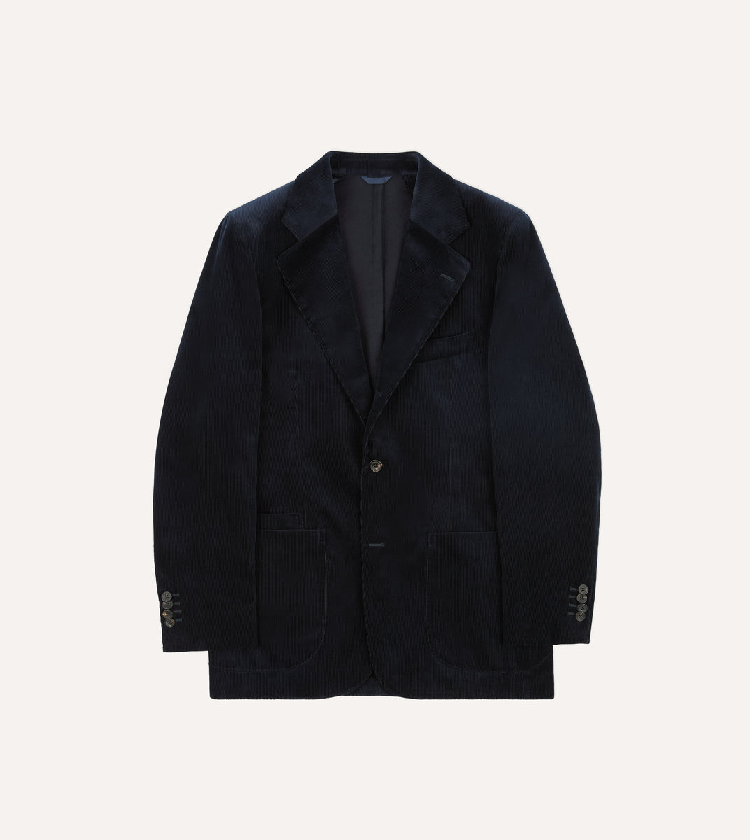Navy Mid-Wale Cotton Corduroy Tailored Jacket – Drakes US