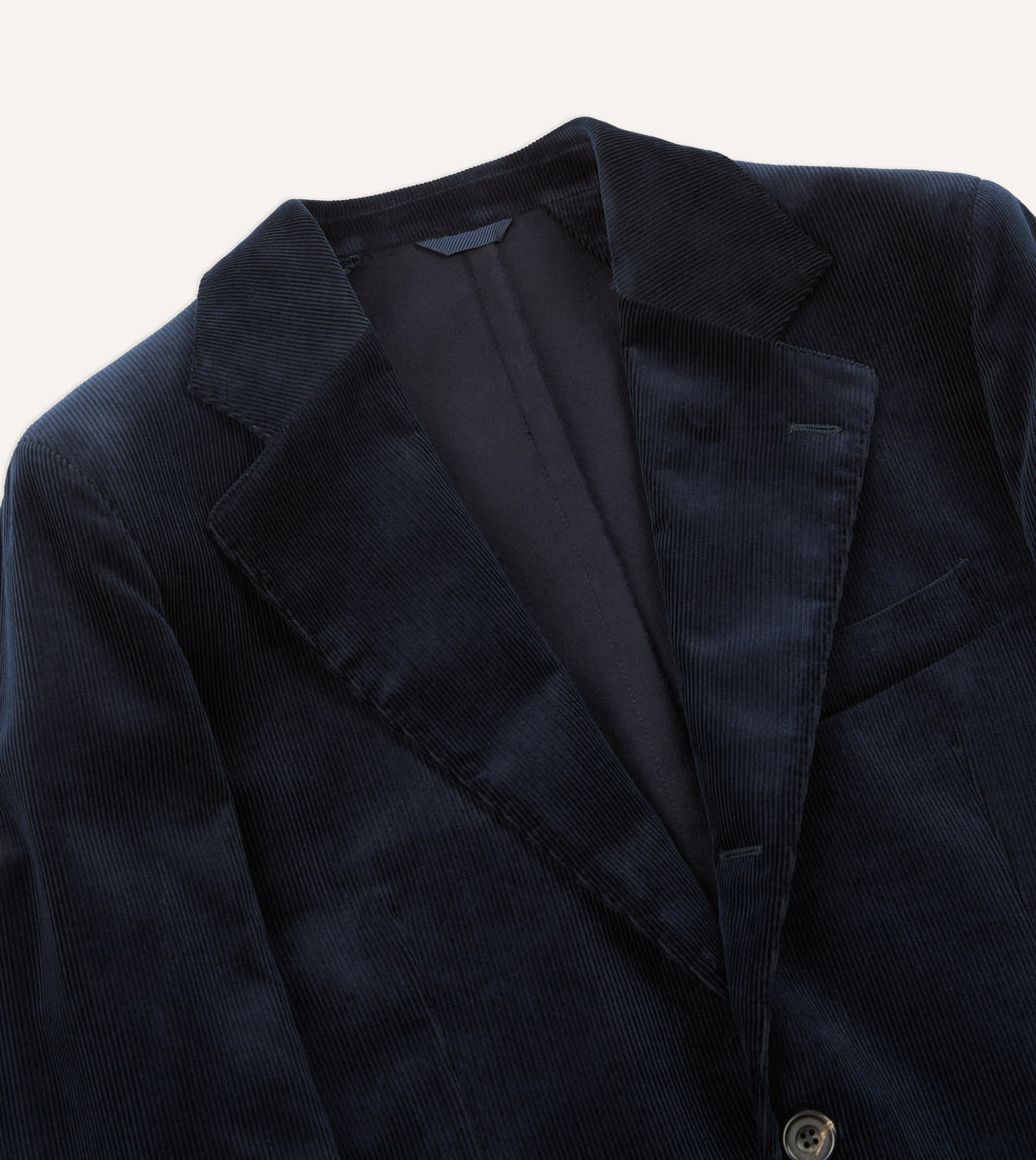 Navy Mid-Wale Cotton Corduroy Tailored Jacket – Drakes US