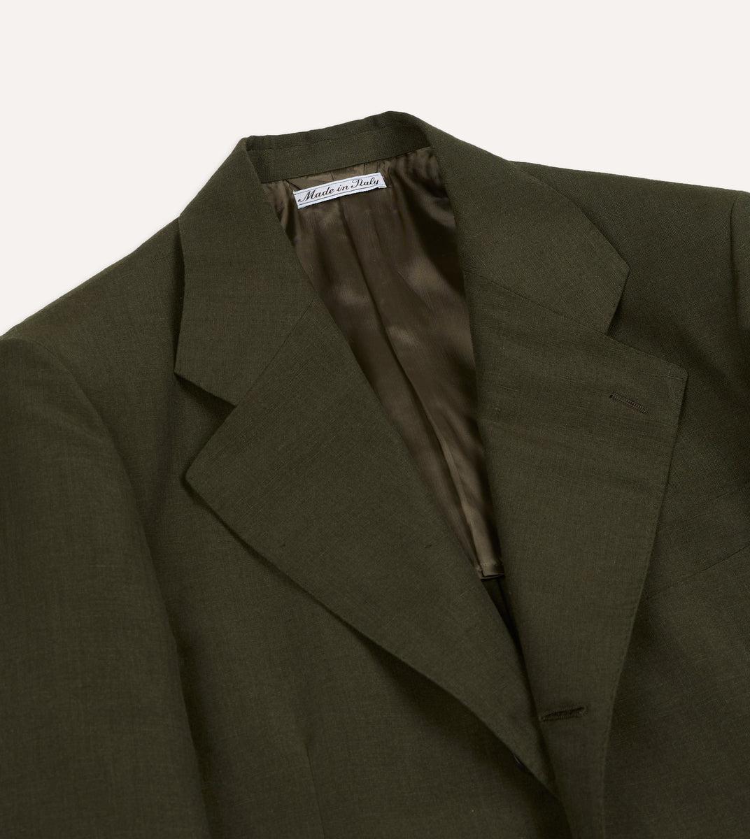 Khaki Green Linen-Wool Tailored Jacket – Drakes US