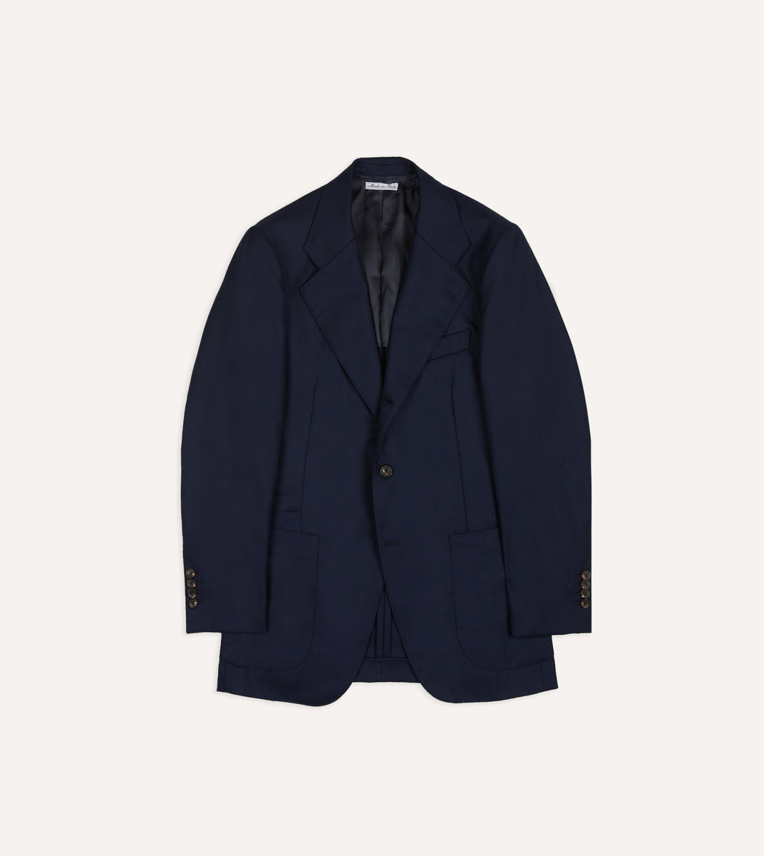 Navy Fresco® Wool Tailored Jacket – Drakes US
