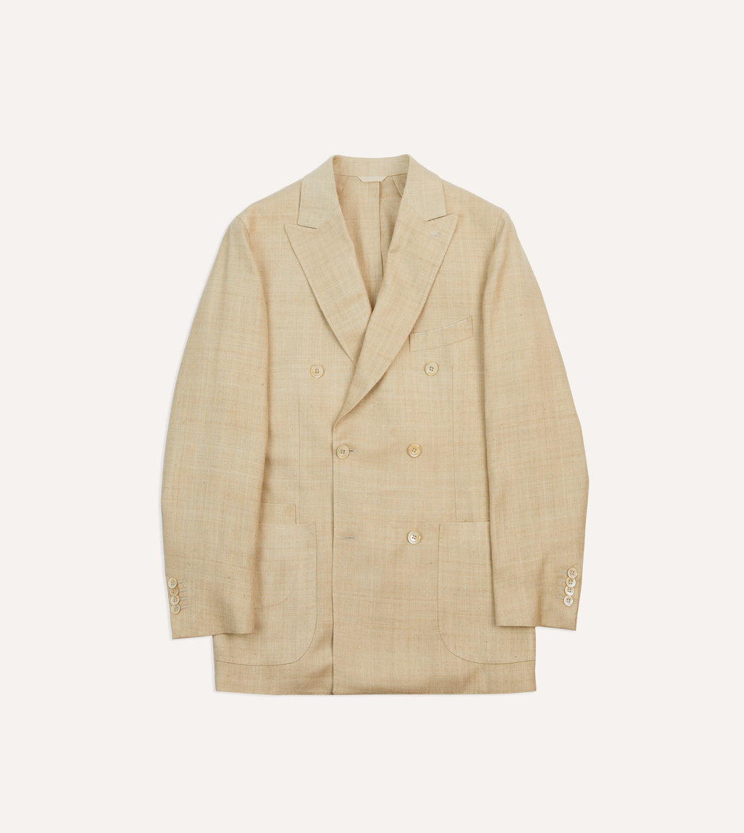 Sand Tussah Silk Double-Breasted Tailored Jacket – Drakes US