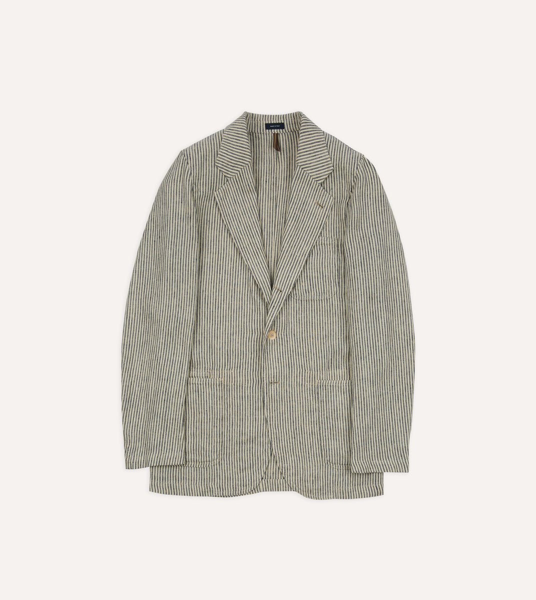 Navy and Ecru Stripe Oxford Linen Games Blazer Mk. IV – Drakes US