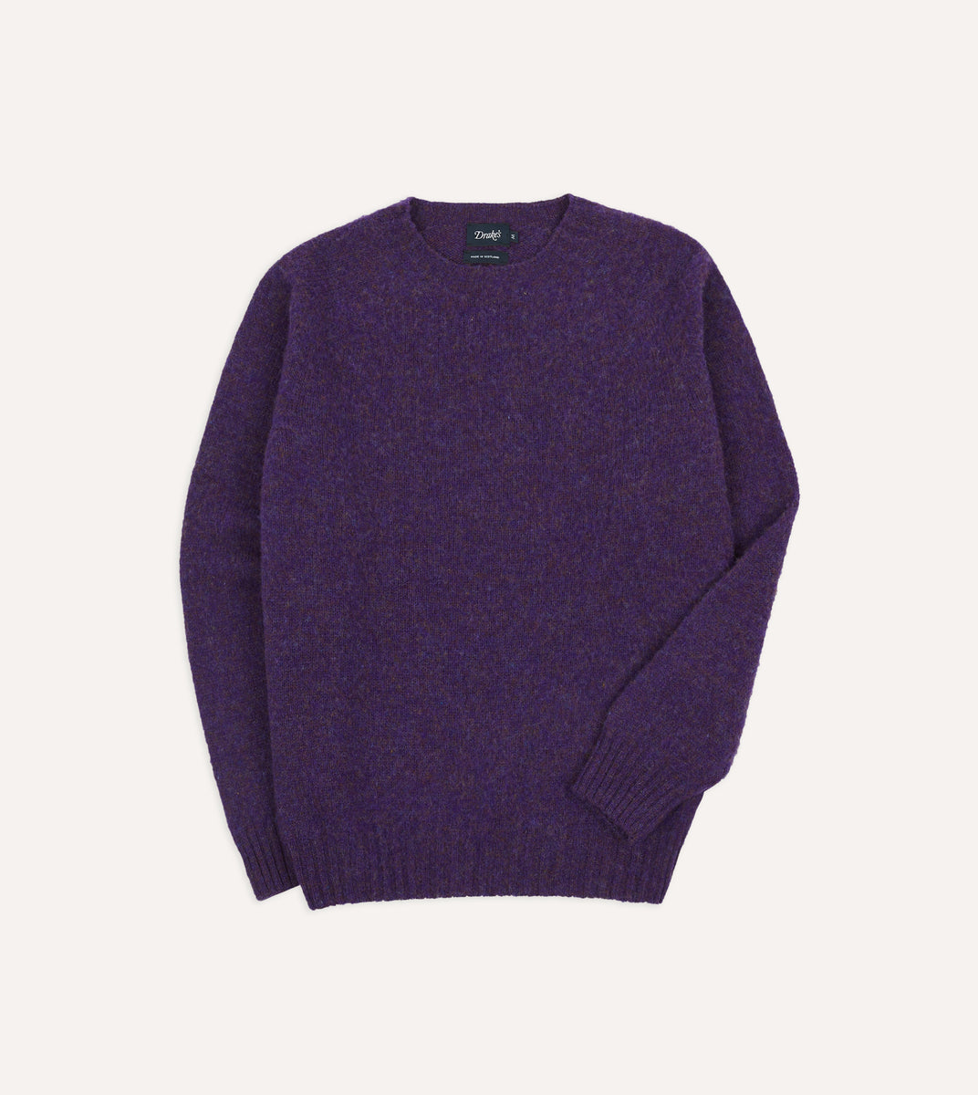 Lavender Brushed Shetland Crew Neck Jumper – Drakes US