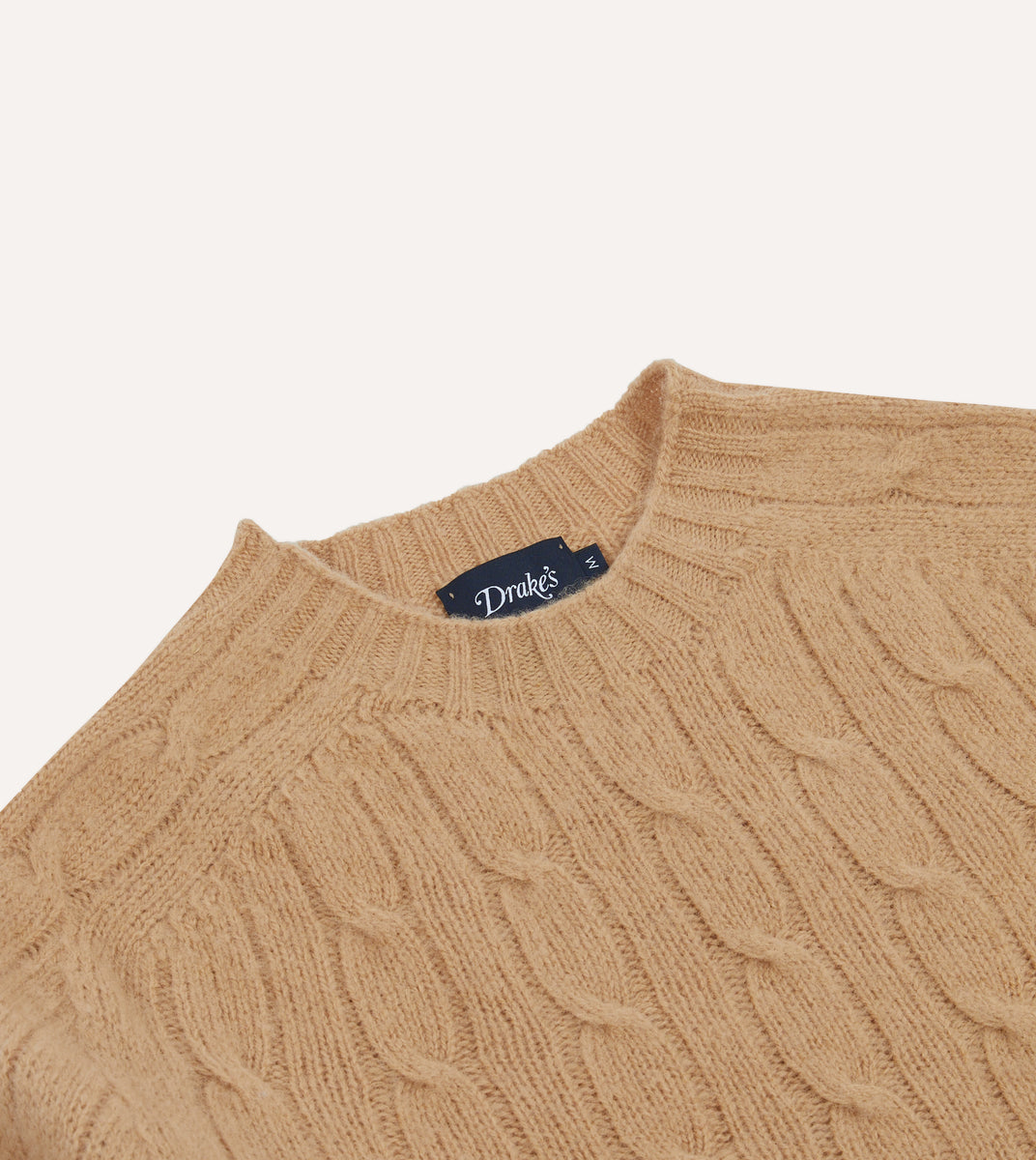 Drake's : Cashmere & Wool Cable Knit V-Neck Sweater : Brown