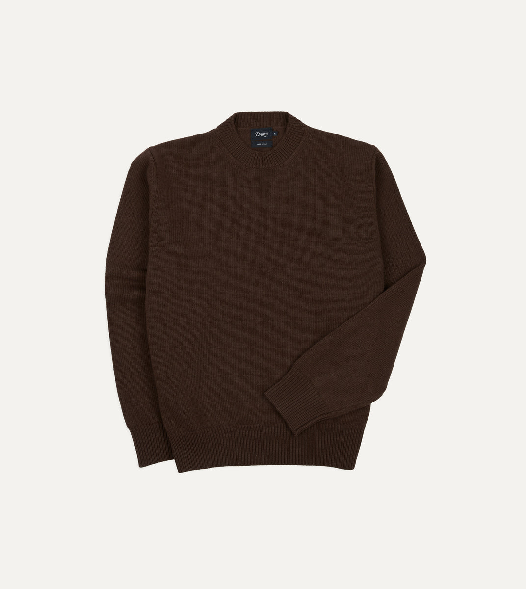 Brown Wool-Cashmere Crew Neck Jumper – Drakes US