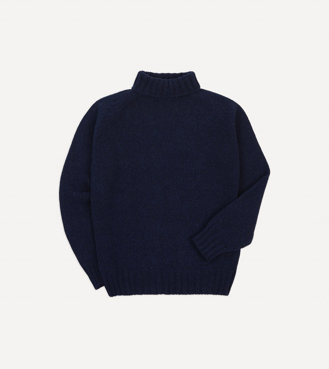 Navy Lambswool Submariner Roll Neck Jumper – Drakes US