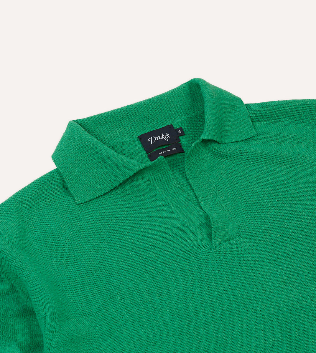 Green Knitted Silk Short-Sleeve Polo Shirt – Drakes US