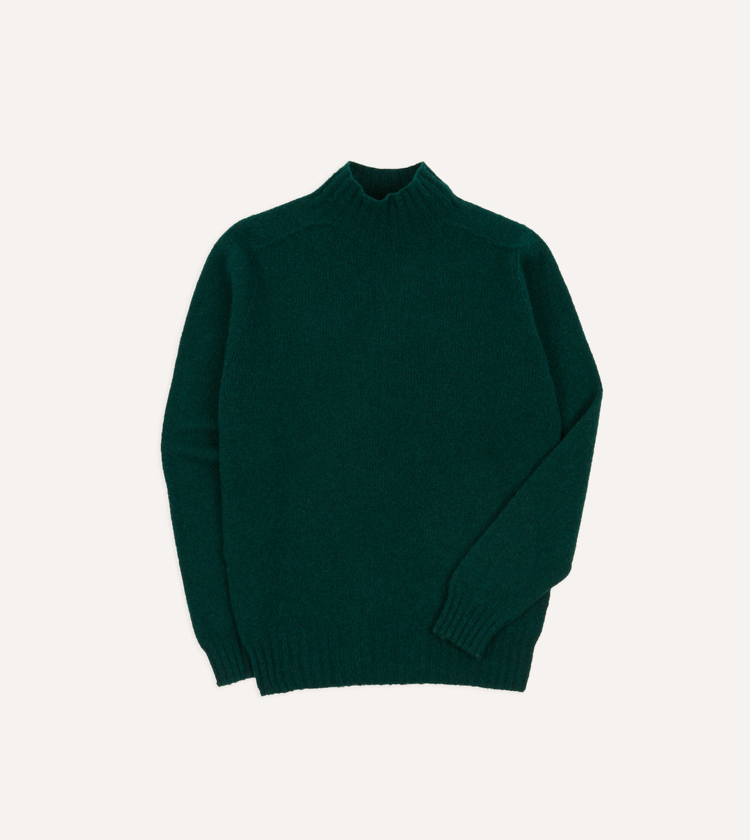 Green Brushed Shetland Mock Neck Jumper – Drakes US