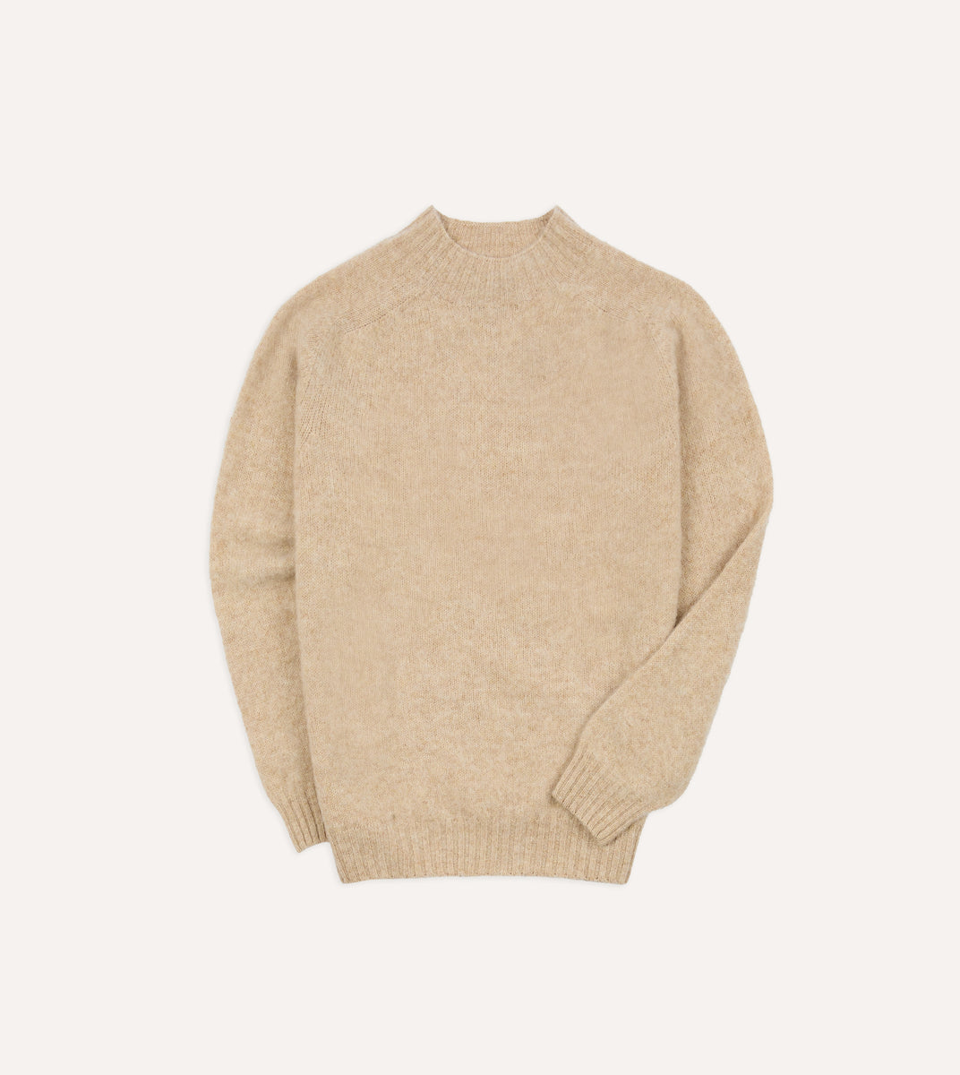 Ecru Brushed Shetland Mock Neck Jumper – Drakes US