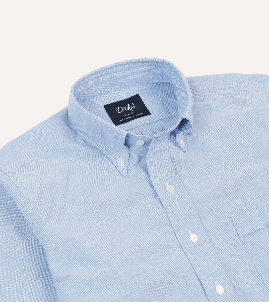 Ice Blue Cotton Oxford Cloth Button-Down Shirt – Drakes US