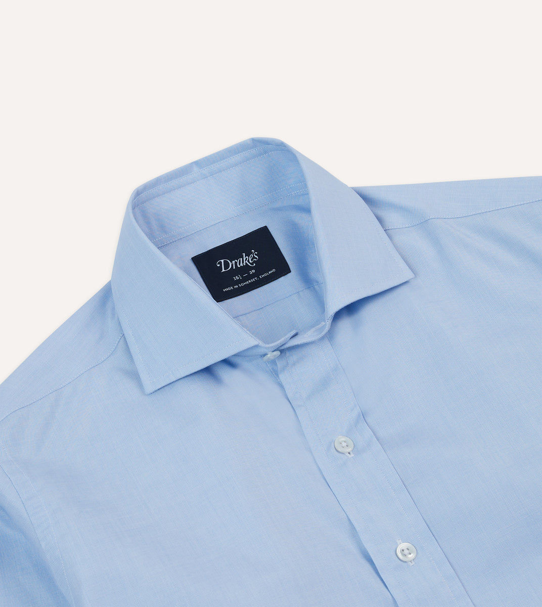 Sky Blue Cotton Spread Collar End-on-End Poplin Shirt – Drakes US