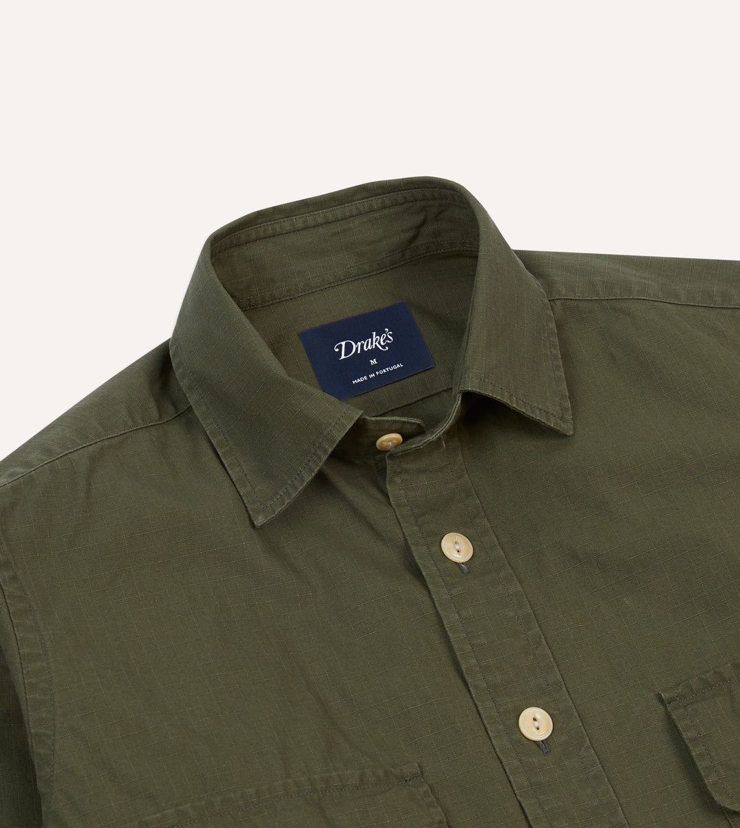 Olive Ripstop Cotton Work Shirt – Drakes US