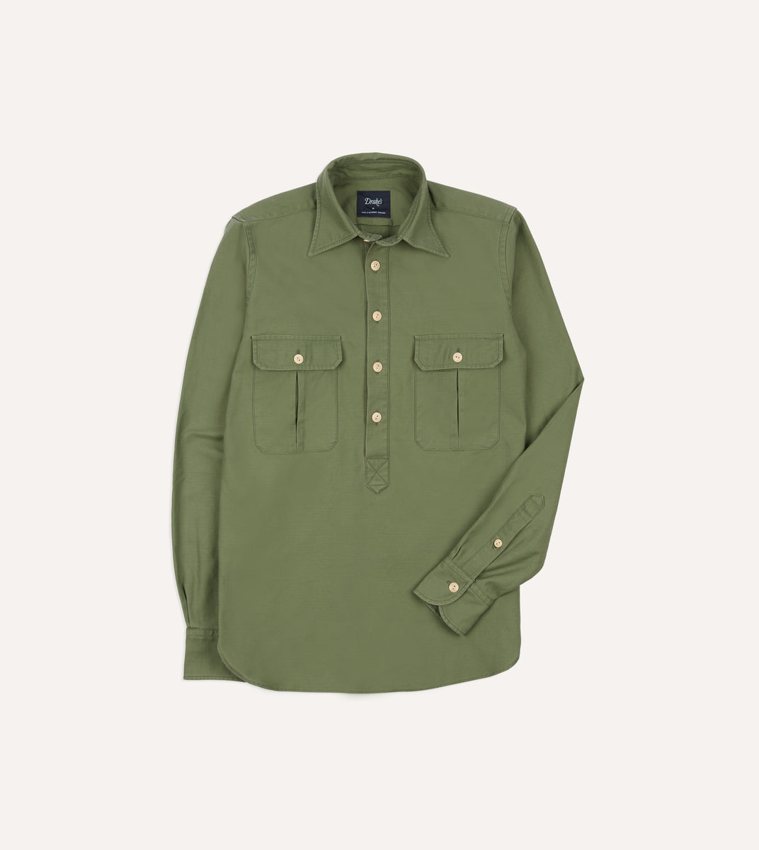 トップス butcher products BUTTON DOWN SHIRT Green Satin Cotton Popover Work Shirt – Drakes US