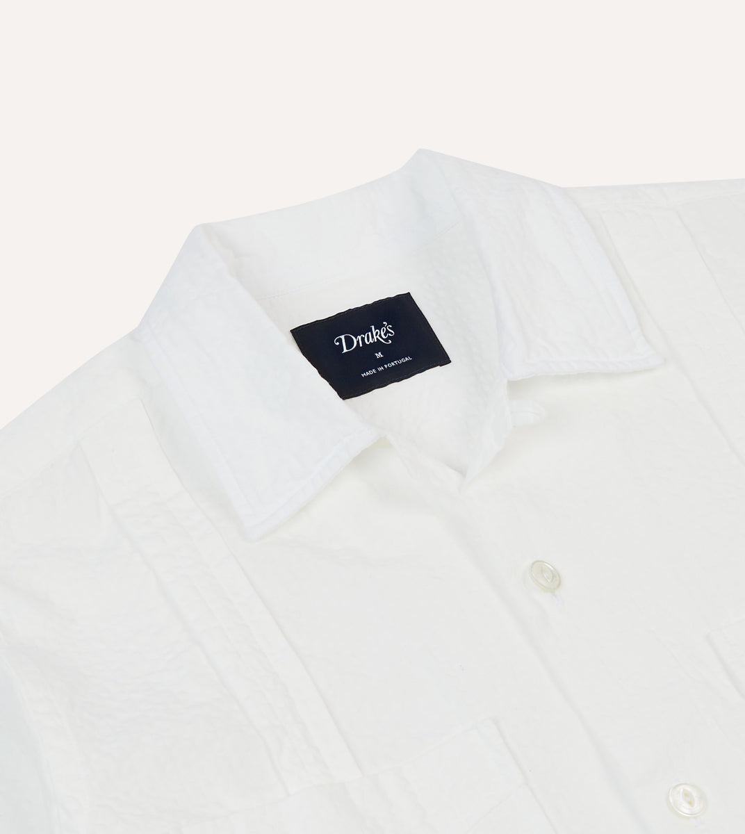 White Cotton-Linen Short Sleeve Cuban Shirt – Drakes US