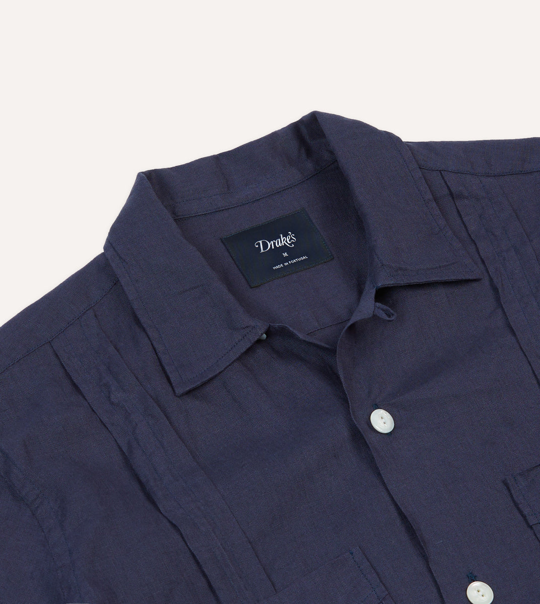 Navy Linen Short Sleeve Cuban Shirt – Drakes US