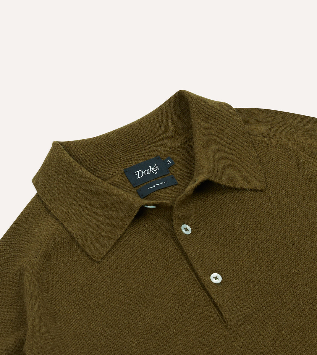 Olive Alpaca Wool Knitted Polo – Drakes US