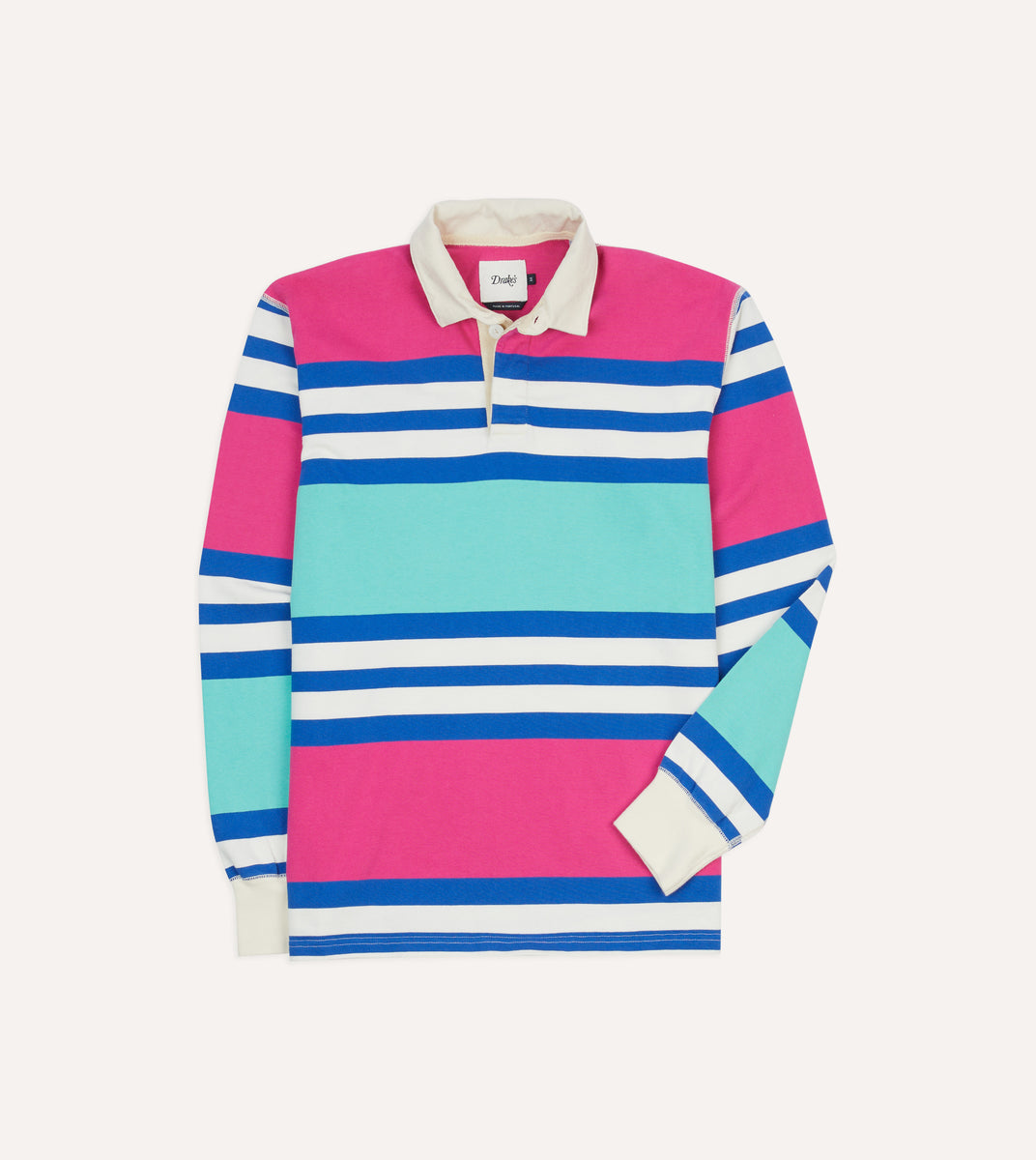 Pink, Green and Blue Stripe Cotton Rugby Shirt – Drakes US