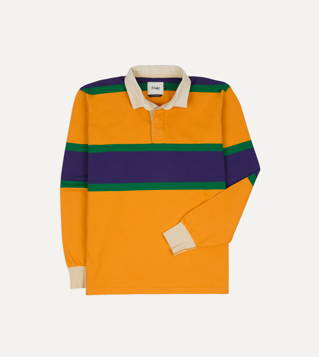 Yellow, Purple and Green Multi Stripe Cotton Rugby Shirt – Drakes US