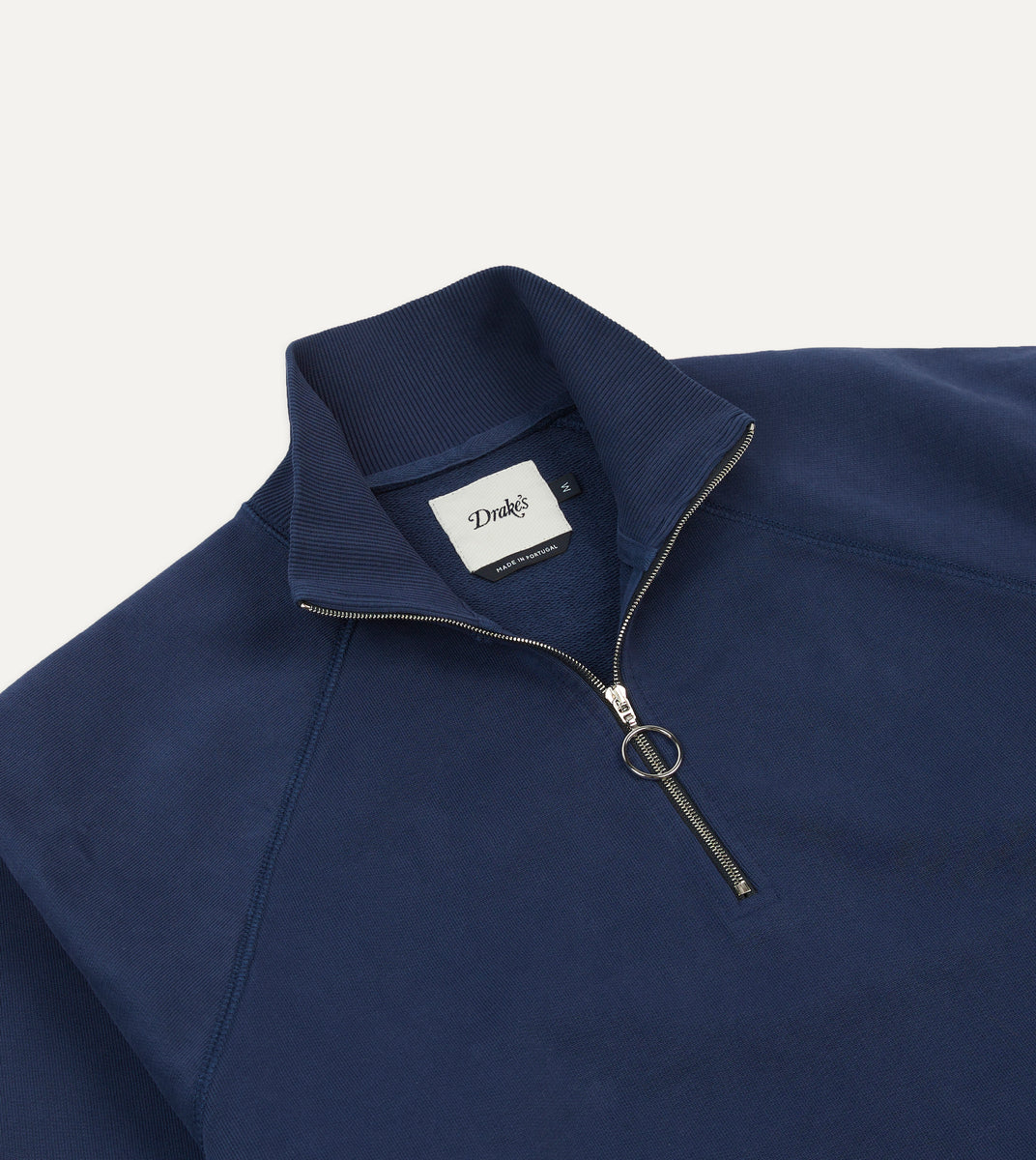Navy Cotton Quarter Zip Sweatshirt – Drakes US