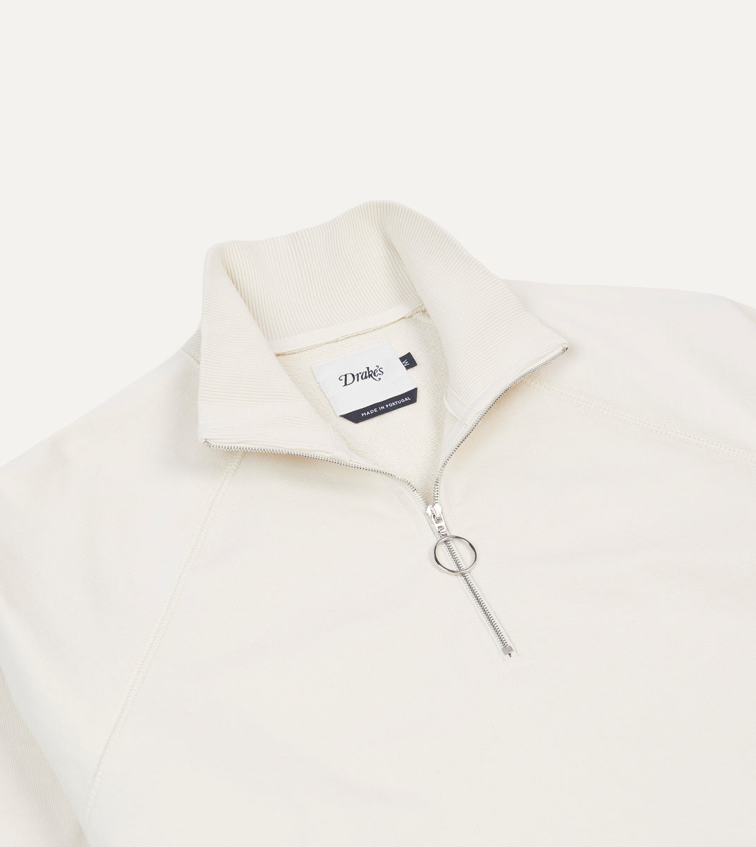 Ecru Cotton Quarter Zip Sweatshirt – Drakes US