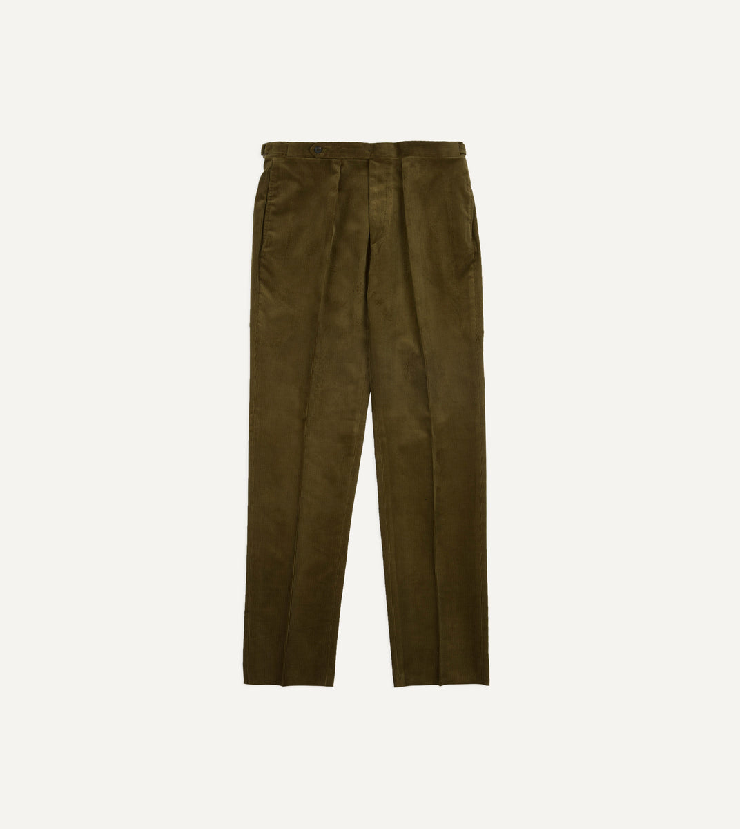 Olive Mid-Wale Corduroy Single Pleat Trouser – Drakes US
