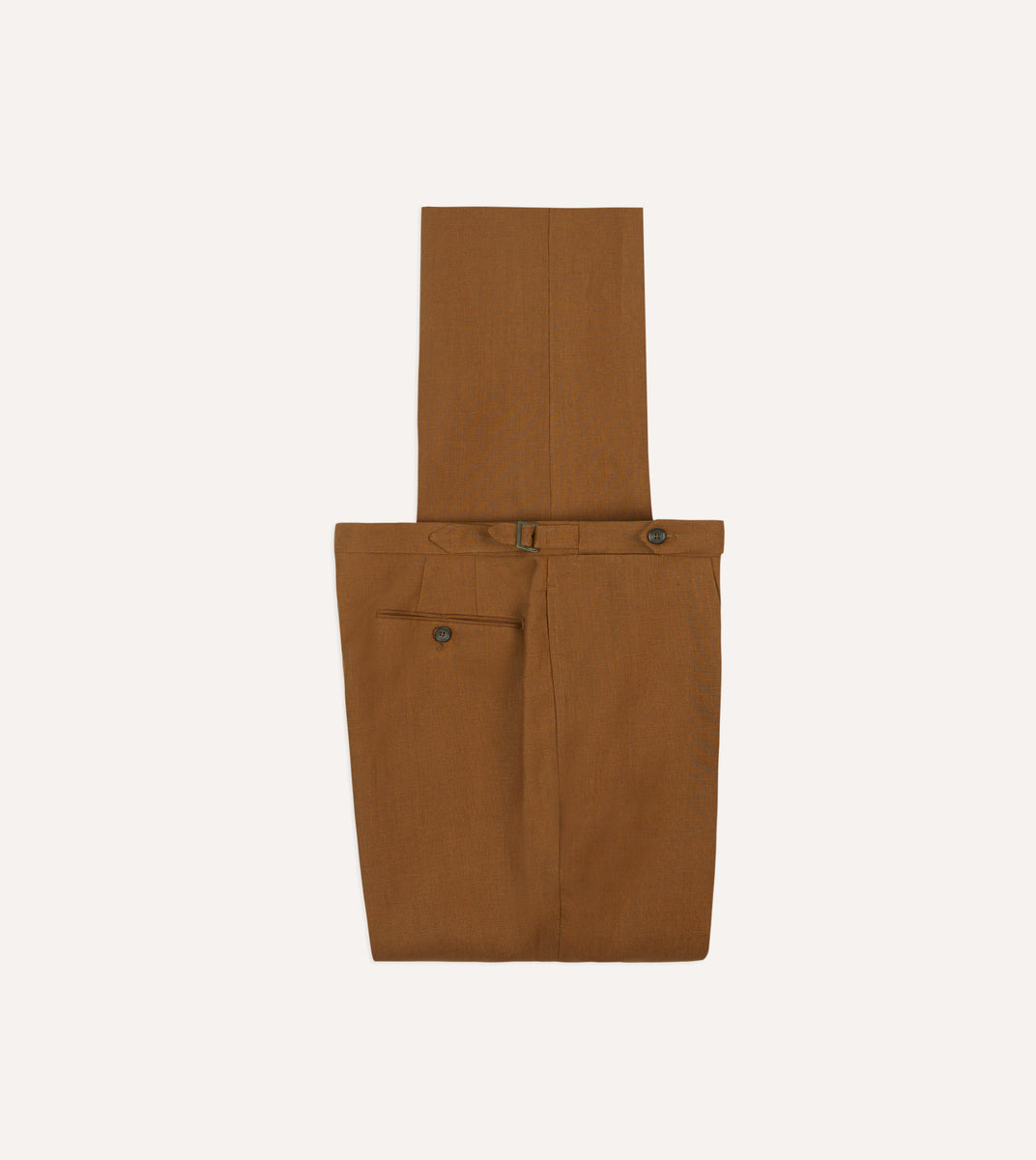亀井 　Rota brown 1pleats linen pants Brown Irish Linen Single Pleat Trouser – Drakes US
