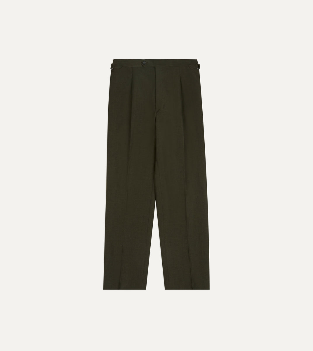 Khaki Green Linen-Wool Single Pleat Trouser – Drakes US