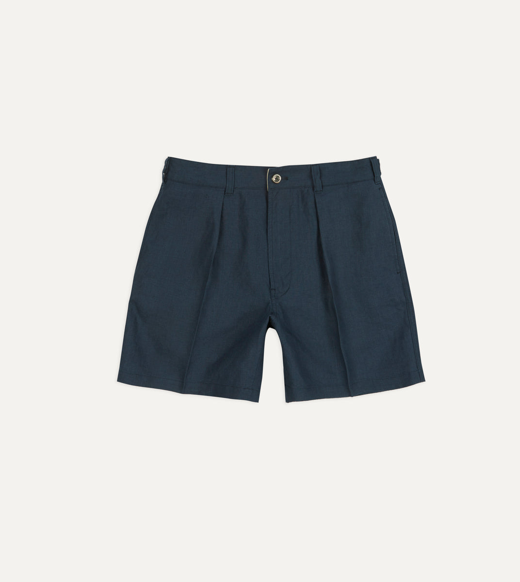 Navy Linen Single-Pleat Shorts – Drakes US