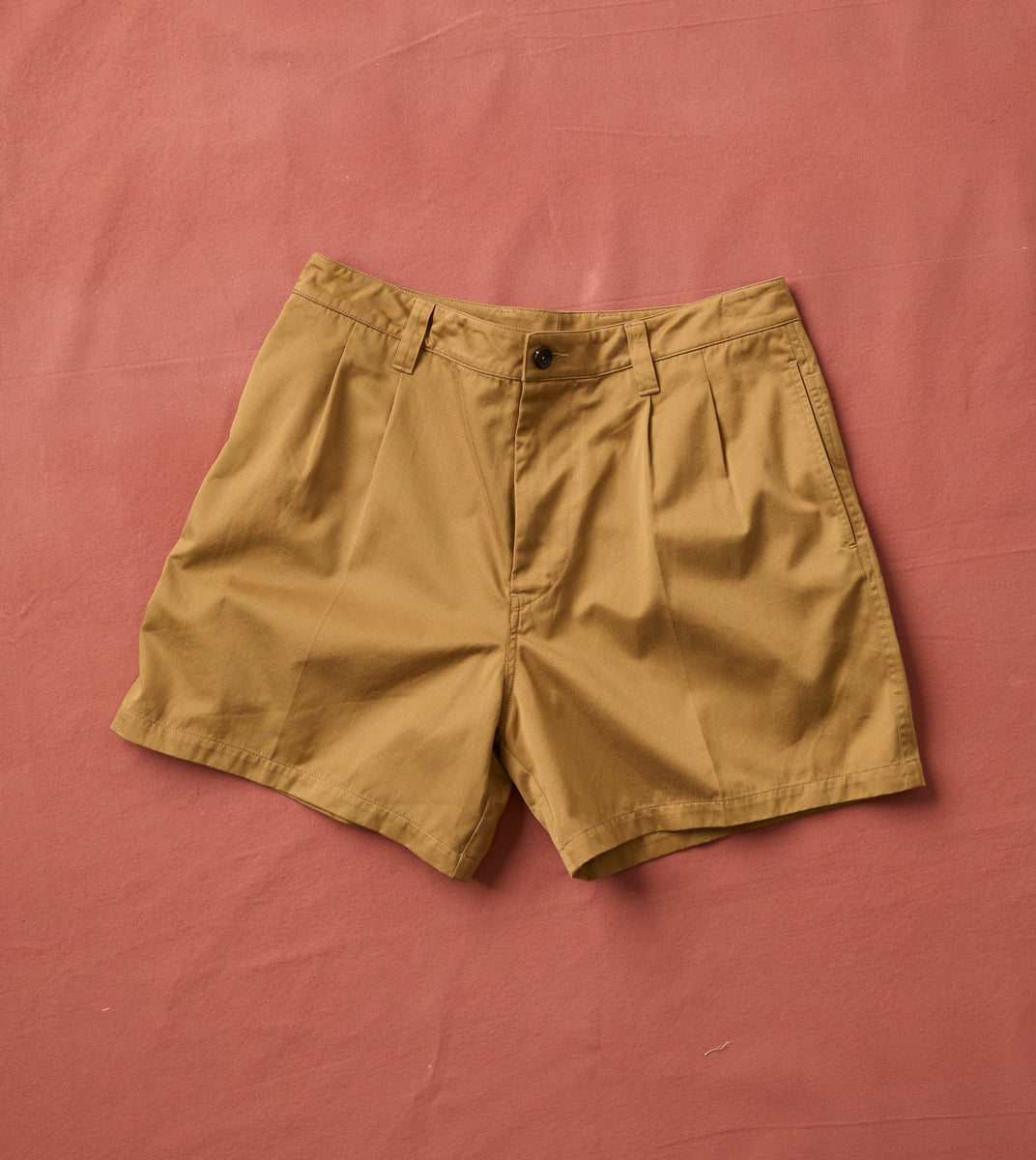 Khaki Cotton Wide Leg Double-Pleat Shorts – Drakes US