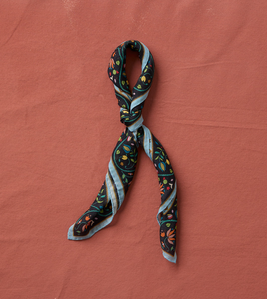 Navy Tiger Garden Print Wool-Silk Bandana – Drakes US