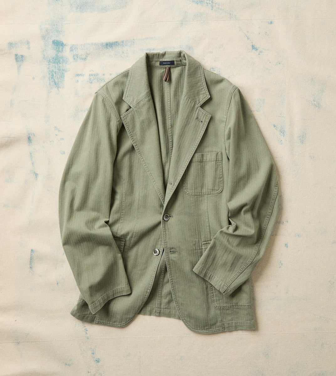 Olive Herringbone Twill Cotton Games Blazer Mk. I – Drakes US
