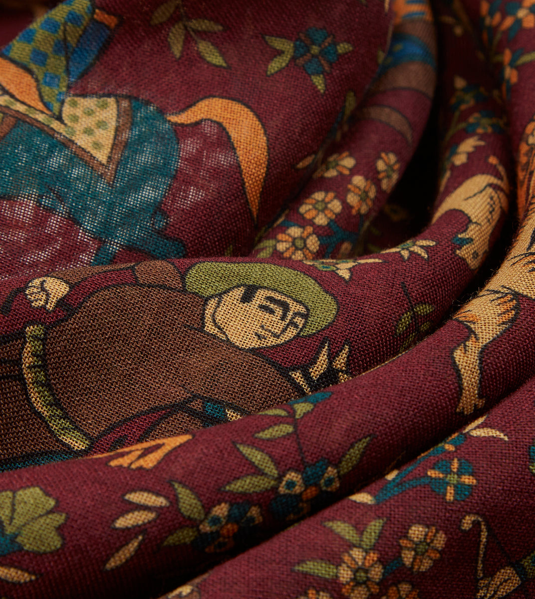 Drake's Men's Mughal Print Wool-Silk Square Scarf - Blue - Scarves